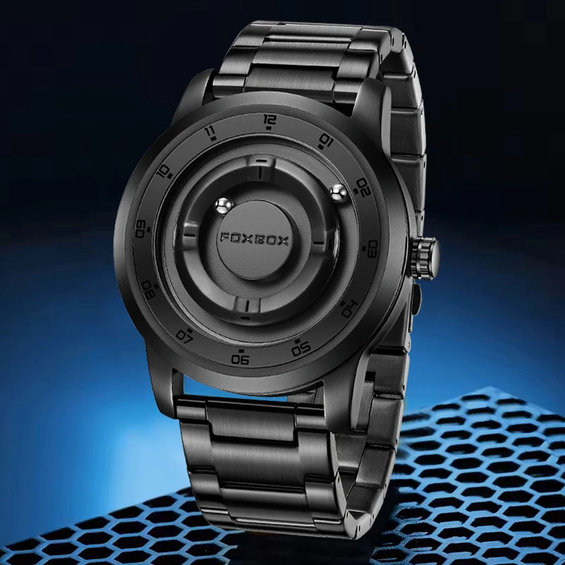 New Original FOXBOX Fashion Mens Watches Top Brand Luxury Magnetic Rolling Ball Pointer Waterproof Watch for Men Montre Homme