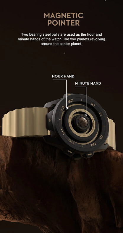 Daniel Gorman DG0525 Planet Magnetic Ball Watch – Brass Case – detail view