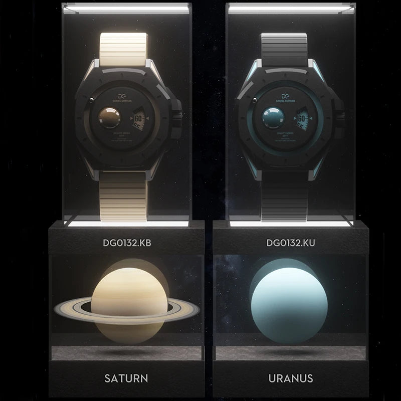 DG0132 Men's Unique Magnetic Gravity Quartz Watch Minimalist Fashion Steel Ball Wristwatch with Creative Dial Gift