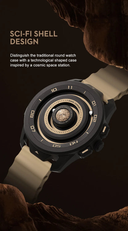 Daniel Gorman DG0525 Planet Magnetic Ball Watch – Brass Case – detail view