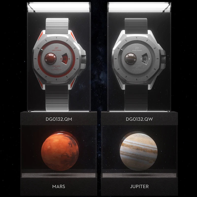 DG0132 Men's Unique Magnetic Gravity Quartz Watch Minimalist Fashion Steel Ball Wristwatch with Creative Dial Gift