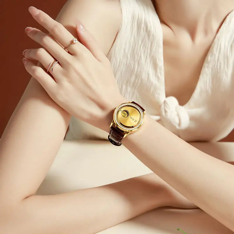 Jam tangan DOM simple diamond ins serbaguna fashion wanita tahan air