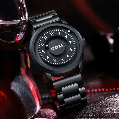 DOM 1769 Magnetic Ball Watch – Heavy Steel Scrolling Beads – detail view