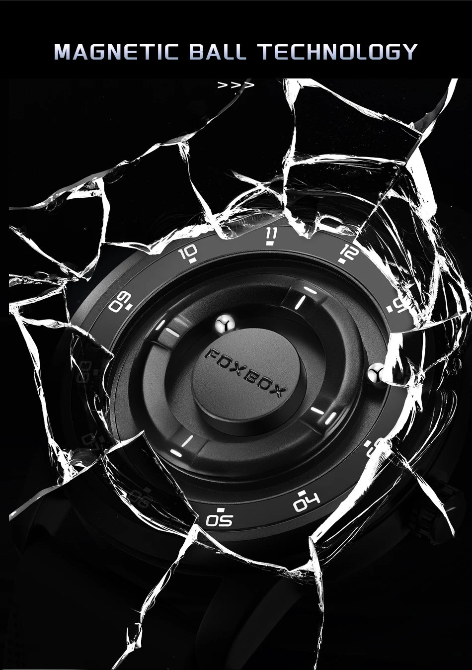 फॉक्सबॉक्स वॉच प्लैनेट डिज़ाइन फैशन फ्लोटिंग मैग्नेटिक पॉइंटर फ्री बॉल बेयरिंग क्रिएटिव सिंपल वाटरप्रूफ क्वार्ट्ज वॉच पुरुषों के लिए