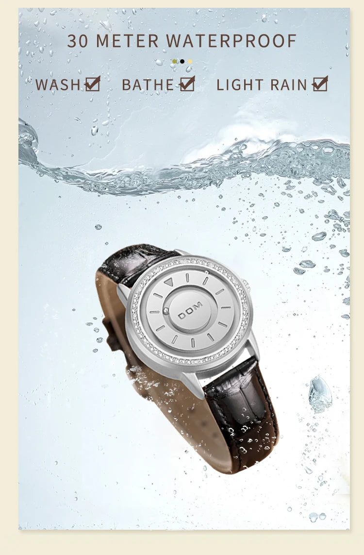 DOM simple, trendy, atmospheric, diamond studded ins versatile and fashionable women's waterproof watch personality