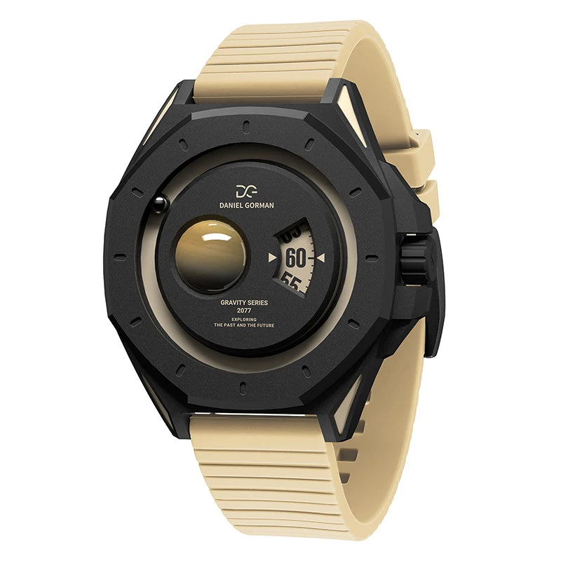 DG0132 Men's Unique Magnetic Gravity Quartz Watch Minimalist Fashion Steel Ball Wristwatch with Creative Dial Gift