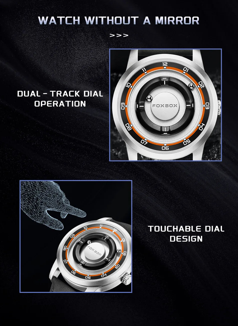 FOXBOX Magnetic Driven Watch – Waterproof Fashion Quartz – detail view