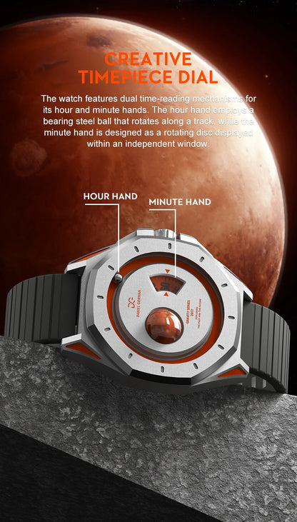 Daniel Gorman DG0132 Magnetic Gravity Watch – Minimalist Luxury – detail view