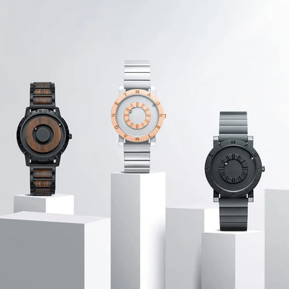 EUTOUR E051 Magnetic Ball Watch – Orange – detail view