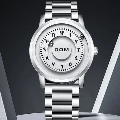 DOM 1769 Magnetic Ball Watch – Heavy Steel Scrolling Beads – detail view