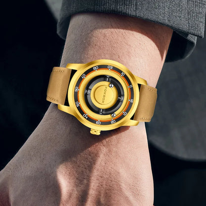 FOXBOX Floating Magnetic Ball Watch – Creative Free-Ball Display – dial close-up