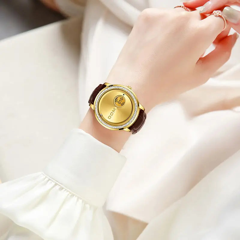 Jam tangan DOM simple diamond ins serbaguna fashion wanita tahan air