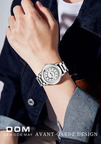 DOM 1769 Magnetic Ball Watch – Heavy Steel Scrolling Beads – detail view