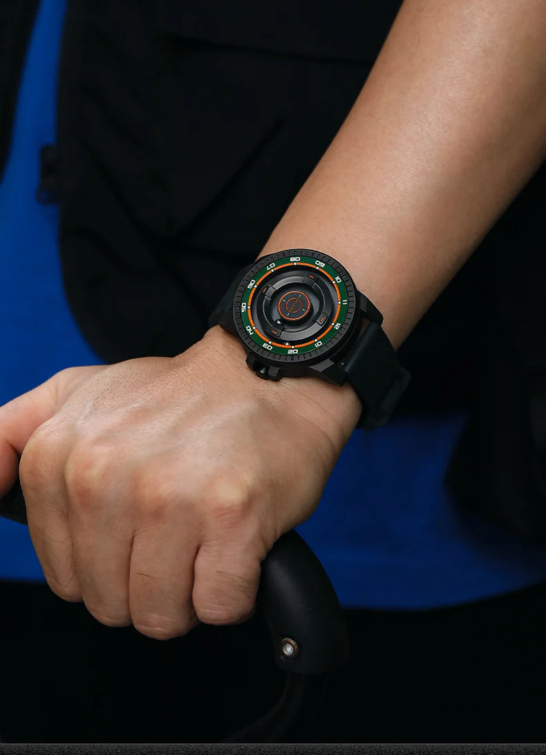 Magnetic Gravity Men’s Sport Watch Creative Dial Waterproof Quartz Wristwatch Unique Fashion Timepiece