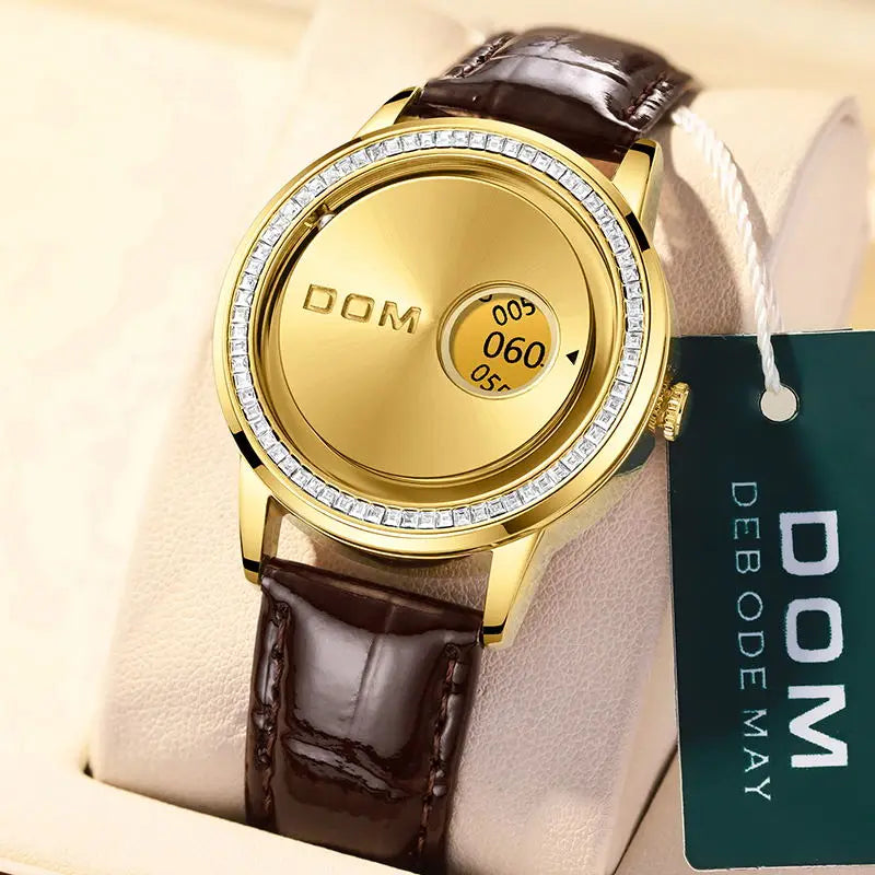 Jam tangan DOM simple diamond ins serbaguna fashion wanita tahan air