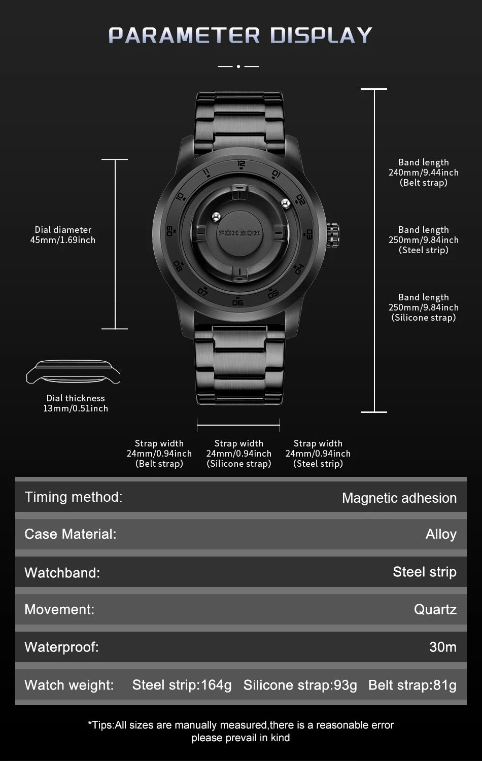 New Original FOXBOX Fashion Mens Watches Top Brand Luxury Magnetic Rolling Ball Pointer Waterproof Watch for Men Montre Homme