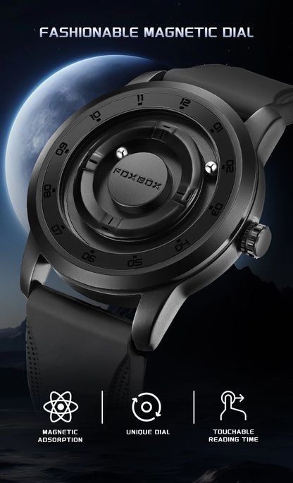 FOXBOX Magnetic Ball Watch – Business Style Steel Dial – detail view