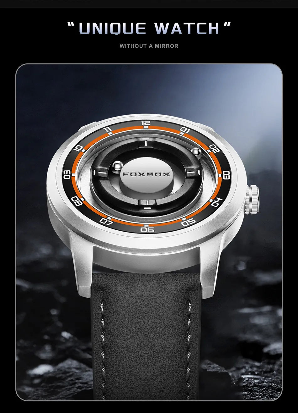FOXBOX Magnetic Driven Watch – Waterproof Fashion Quartz – detail view