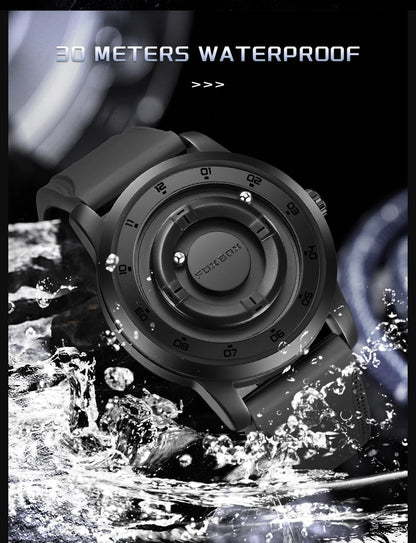 FOXBOX Magnetic Ball Watch – Business Style Steel Dial – detail view