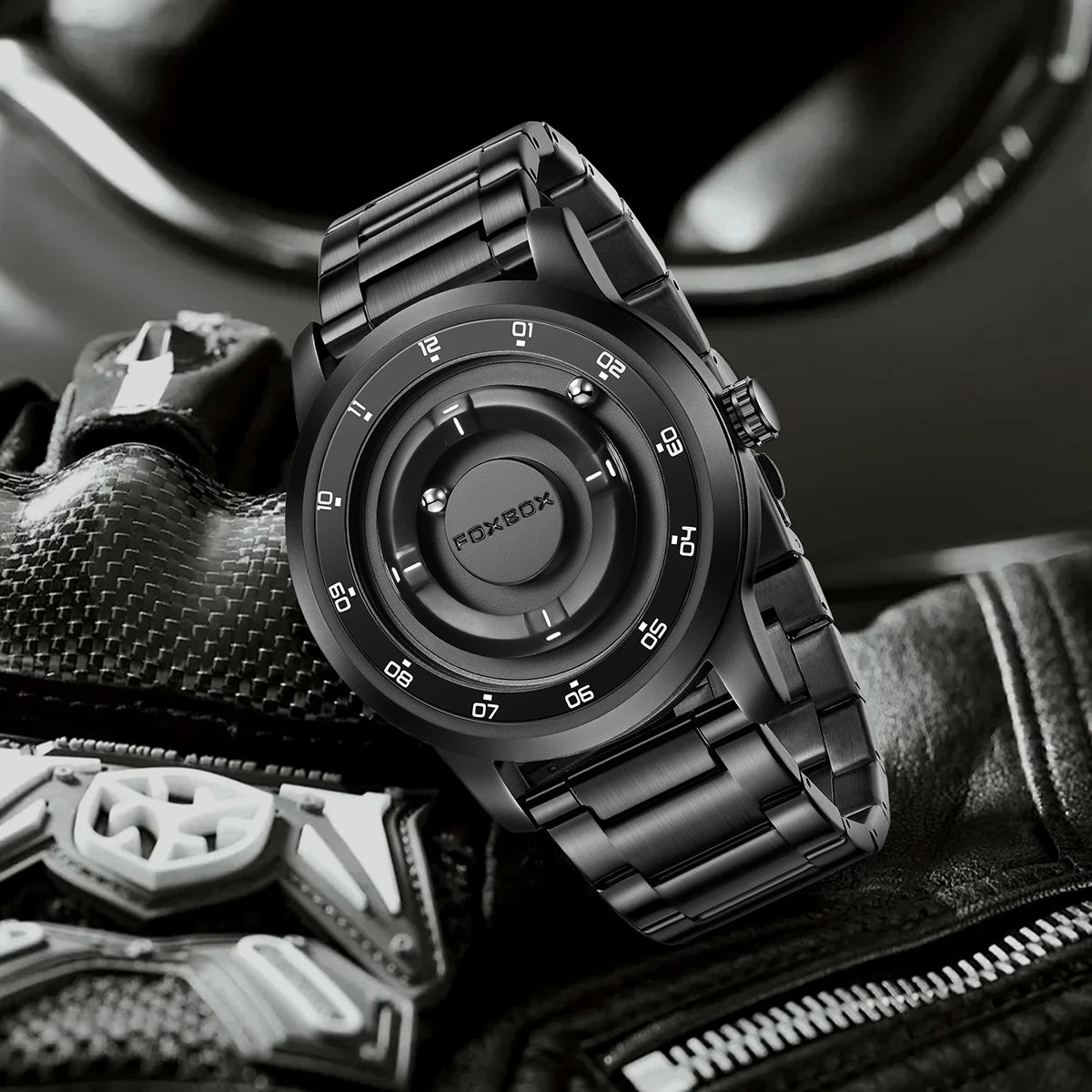 फॉक्सबॉक्स वॉच प्लैनेट डिज़ाइन फैशन फ्लोटिंग मैग्नेटिक पॉइंटर फ्री बॉल बेयरिंग क्रिएटिव सिंपल वाटरप्रूफ क्वार्ट्ज वॉच पुरुषों के लिए