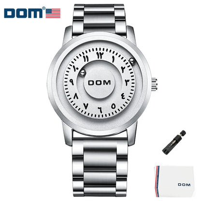 DOM 1769 Magnetic Ball Watch – Heavy Steel Scrolling Beads – detail view
