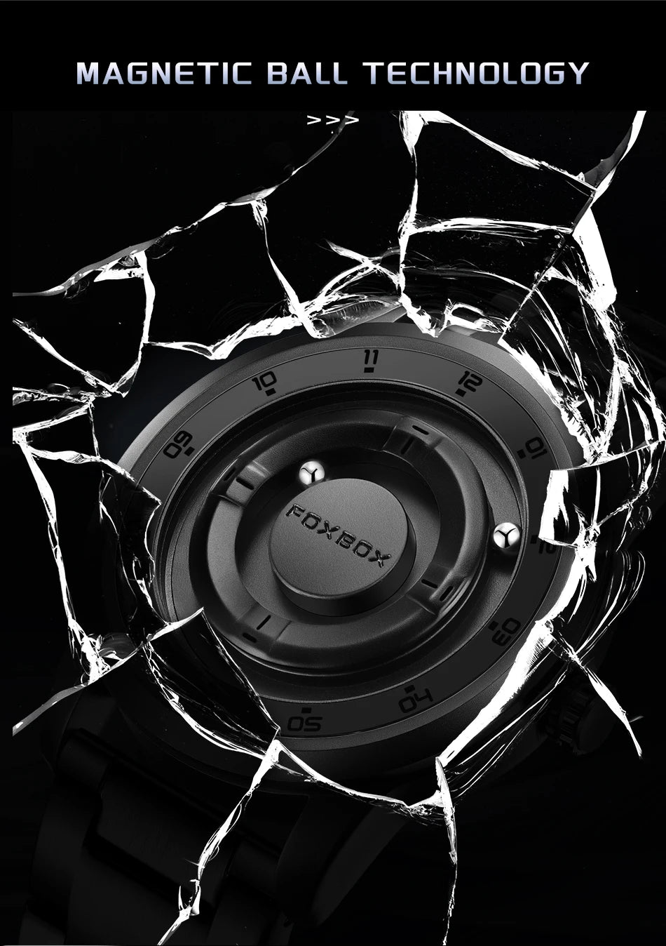 New Original FOXBOX Fashion Mens Watches Top Brand Luxury Magnetic Rolling Ball Pointer Waterproof Watch for Men Montre Homme