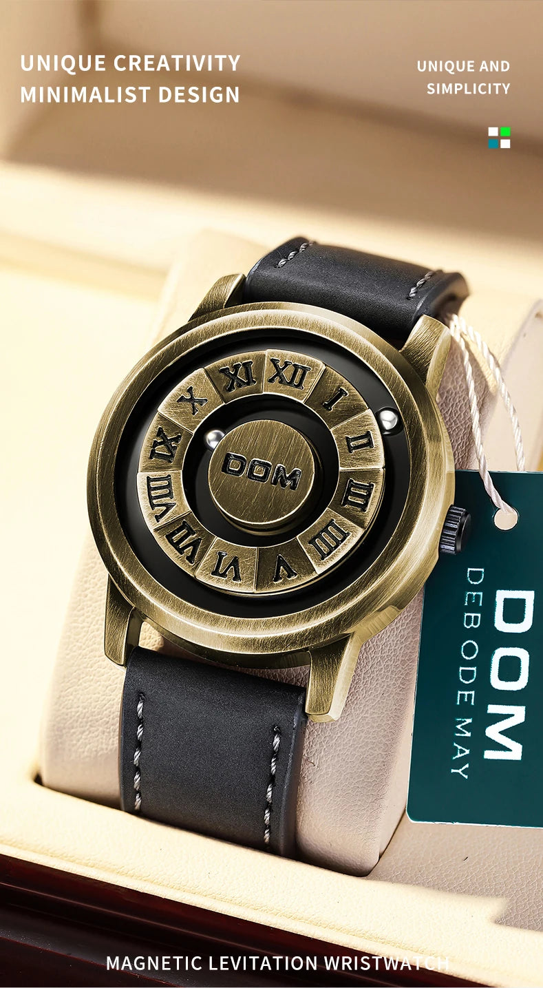 DOM Fashion Cool Magnetisch Ophanghorloge Heren Zwart Technologie Creatief Persoonlijkheidsconcept Waterdicht Horloge