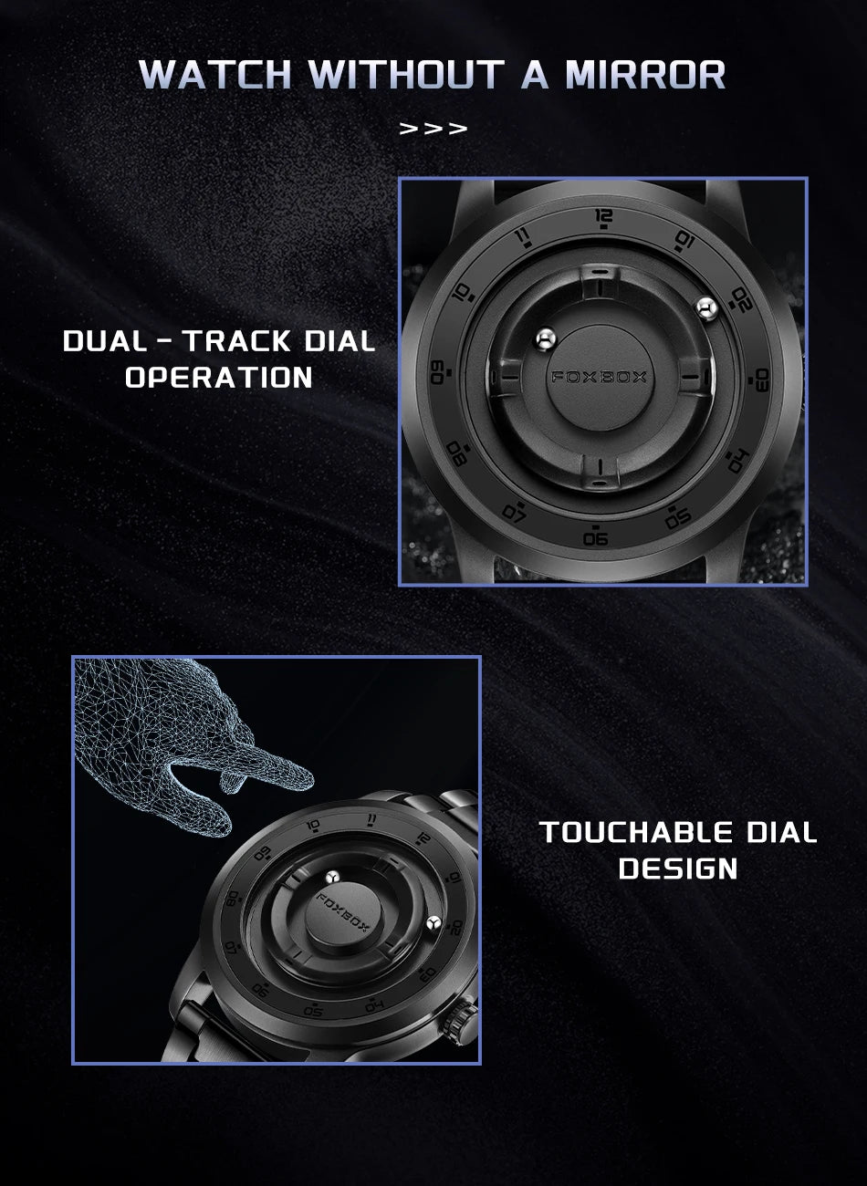 New Original FOXBOX Fashion Mens Watches Top Brand Luxury Magnetic Rolling Ball Pointer Waterproof Watch for Men Montre Homme