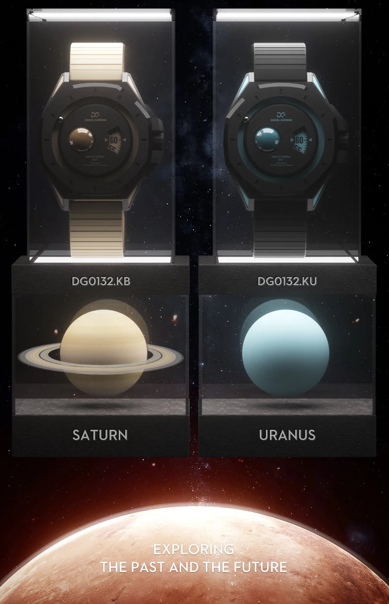 DG0132 Men's Unique Magnetic Gravity Quartz Watch Minimalist Fashion Steel Ball Wristwatch with Creative Dial Gift