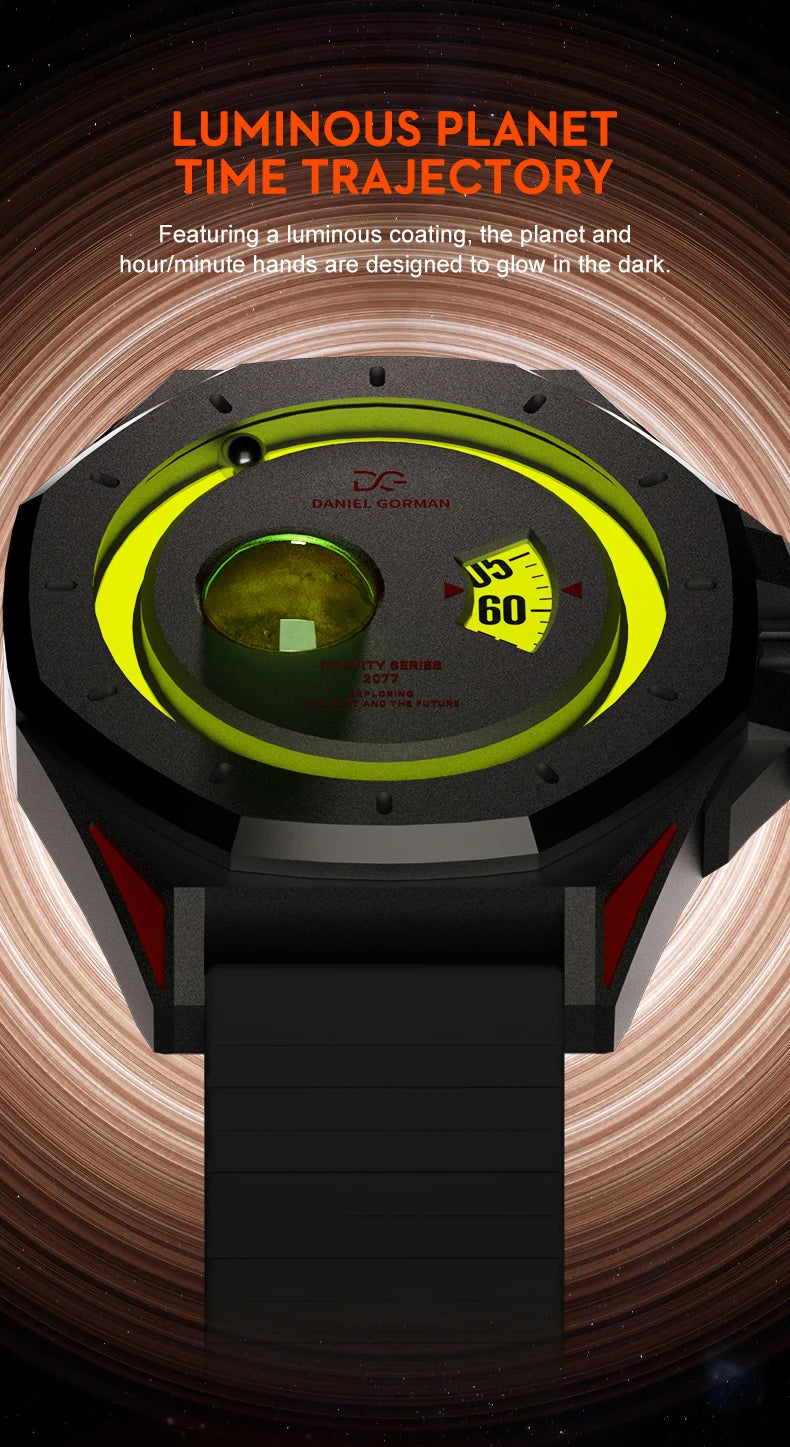 DG0132 Men's Unique Magnetic Gravity Quartz Watch Minimalist Fashion Steel Ball Wristwatch with Creative Dial Gift