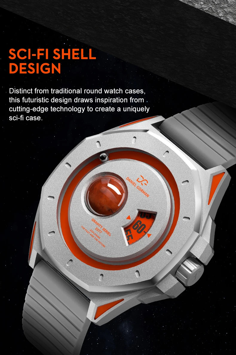 DG0132 Men's Unique Magnetic Gravity Quartz Watch Minimalist Fashion Steel Ball Wristwatch with Creative Dial Gift