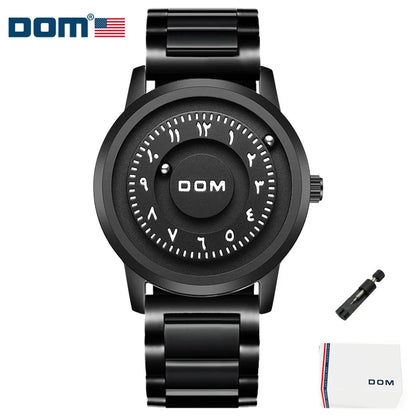 DOM 1769 Magnetic Ball Watch – Heavy Steel Scrolling Beads – detail view