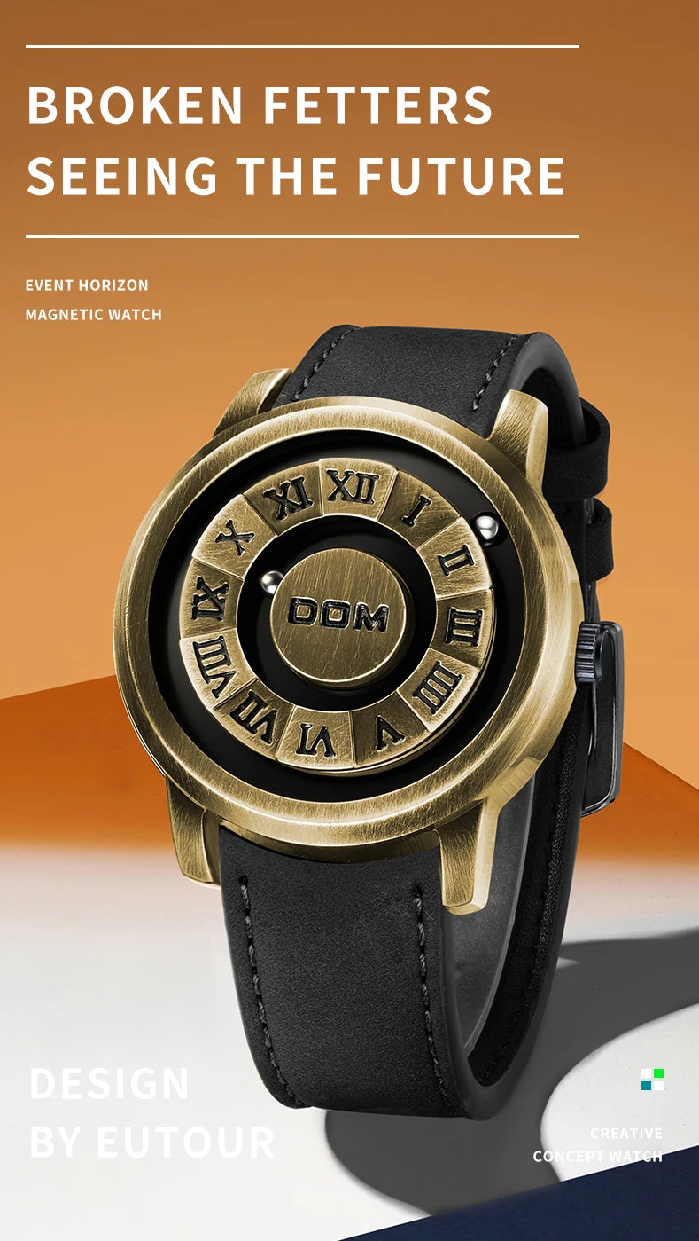 DOM Fashion Cool Magnetisch Ophanghorloge Heren Zwart Technologie Creatief Persoonlijkheidsconcept Waterdicht Horloge