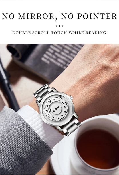 DOM 1769 Magnetic Ball Watch – Heavy Steel Scrolling Beads – detail view