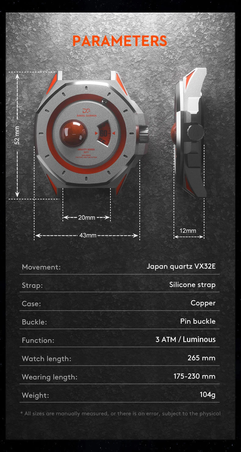 DG0132 Men's Unique Magnetic Gravity Quartz Watch Minimalist Fashion Steel Ball Wristwatch with Creative Dial Gift