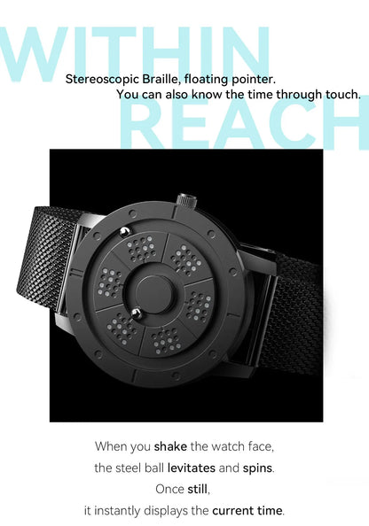 EUTOUR 2025 Magnetic Ball Watch – Unisex Quartz – detail view