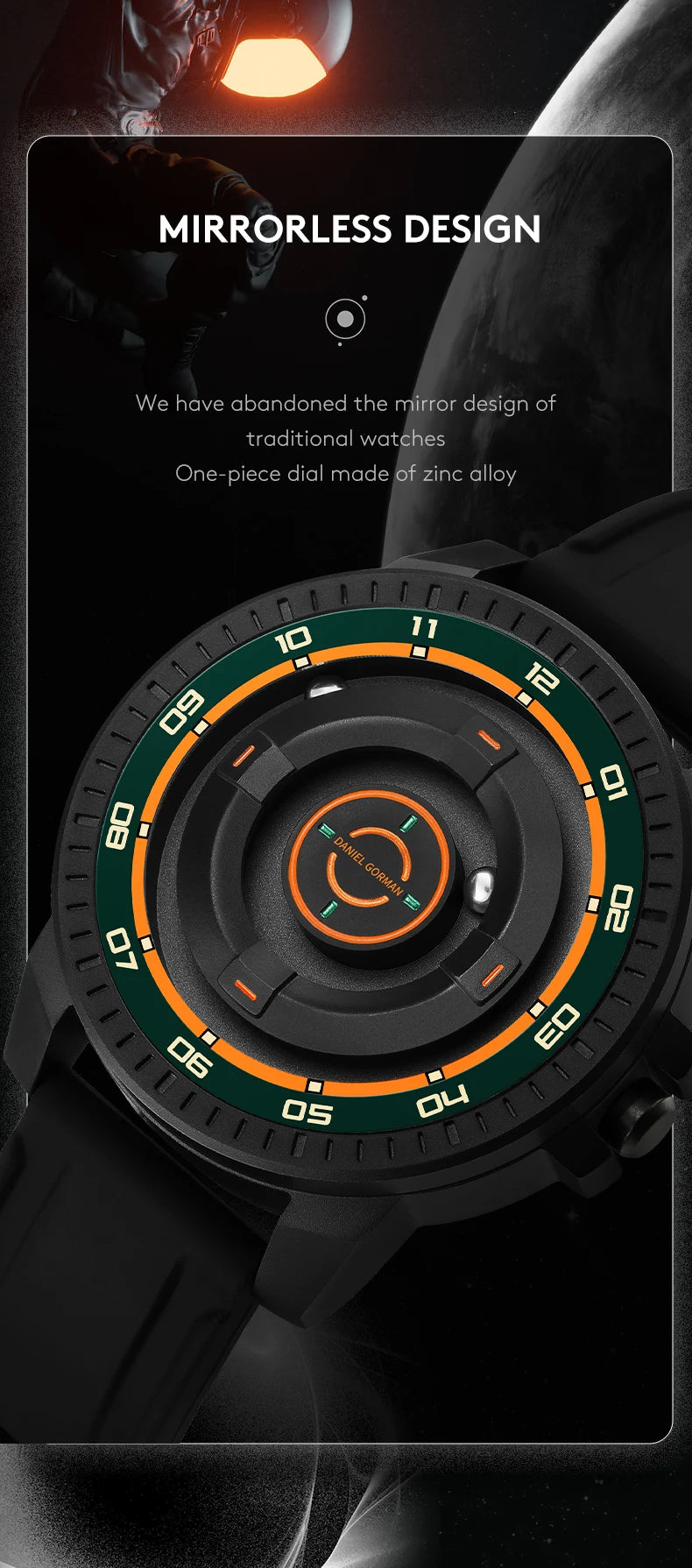 Men's Silicone Band Magnetic Levitation Watch Waterproof Janpanese Movement 3 ATM Hands Watch