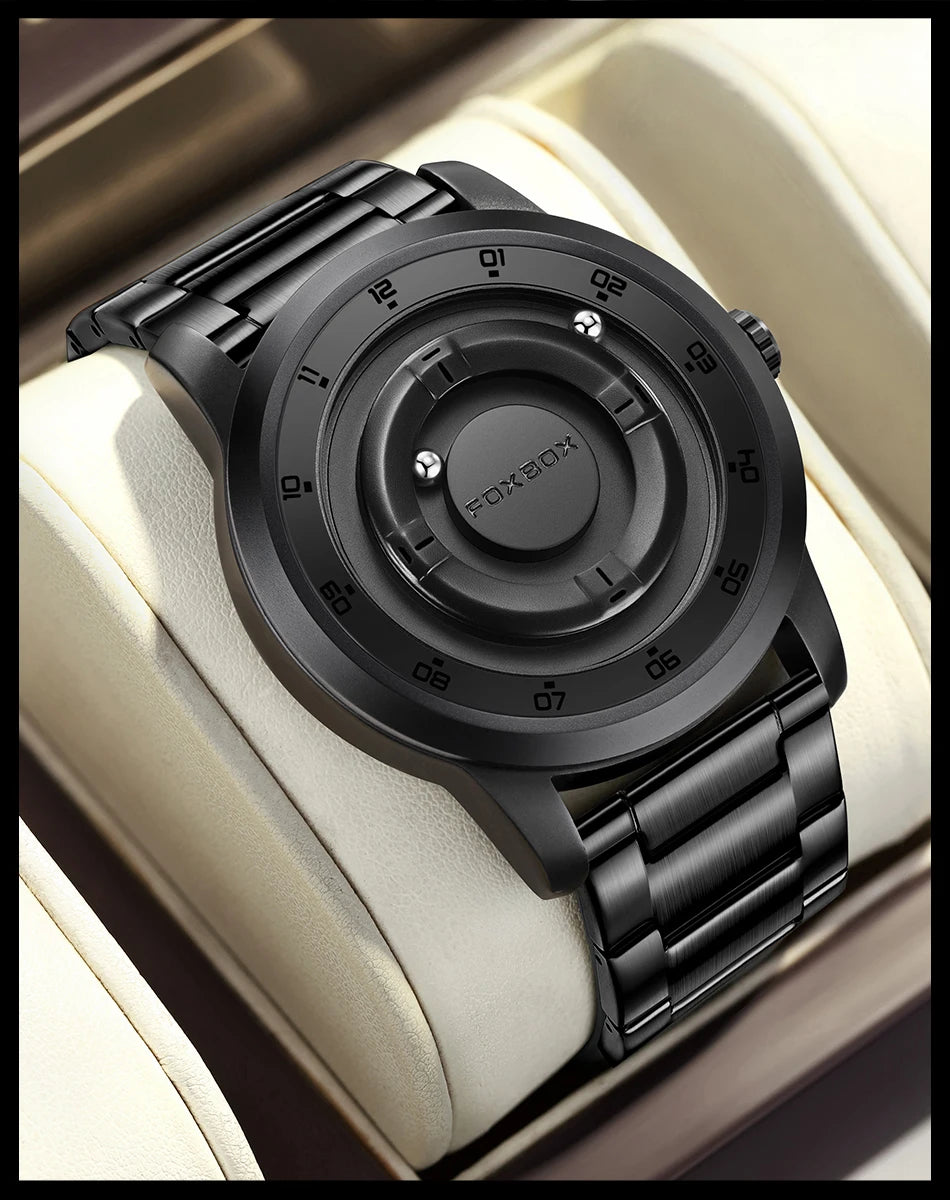 New Original FOXBOX Fashion Mens Watches Top Brand Luxury Magnetic Rolling Ball Pointer Waterproof Watch for Men Montre Homme