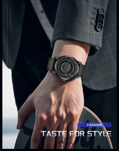 FOXBOX Magnetic Ball Watch – Business Style Steel Dial – detail view