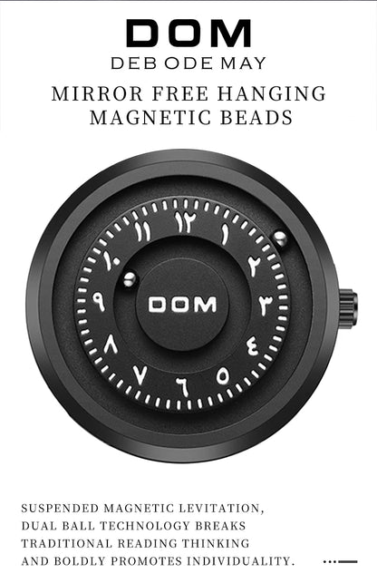 DOM 1769 Magnetic Ball Watch – Heavy Steel Scrolling Beads – detail view