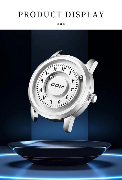 DOM 1769 Magnetic Ball Watch – Heavy Steel Scrolling Beads – detail view