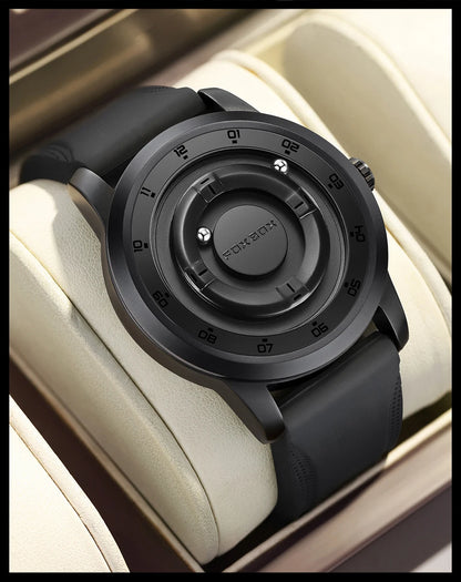 FOXBOX Magnetic Ball Watch – Business Style Steel Dial – detail view