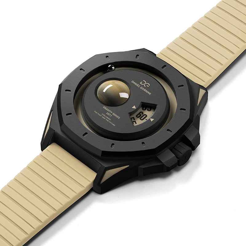 DG0132 Men's Unique Magnetic Gravity Quartz Watch Minimalist Fashion Steel Ball Wristwatch with Creative Dial Gift