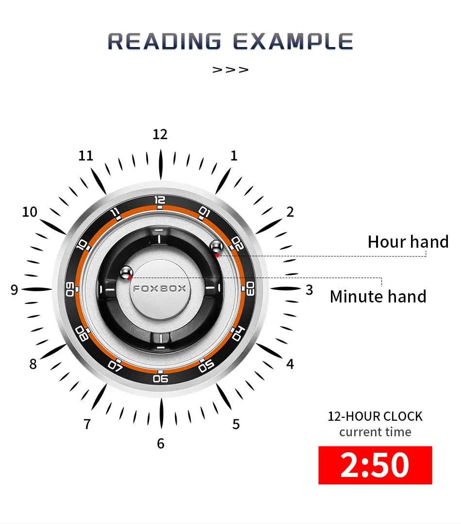 FOXBOX Magnetic Driven Watch – Waterproof Fashion Quartz – detail view
