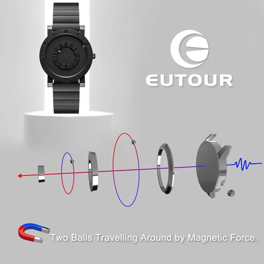 Eutour Men Watches Magnetic Ball | Magnet Mens Watch Wristwatch - Black  Clock Quartz - Aliexpress