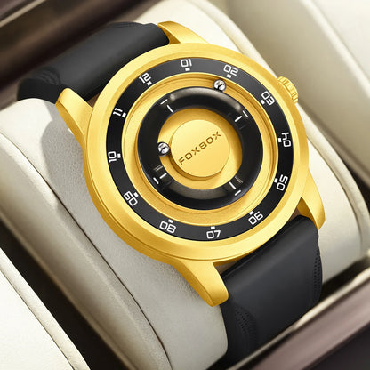 FOXBOX Magnetic Ball Watch – Business Style Steel Dial – side view