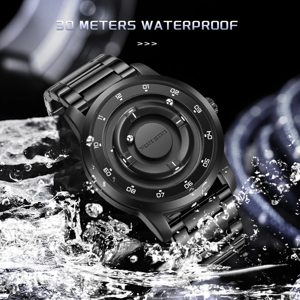 फॉक्सबॉक्स वॉच प्लैनेट डिज़ाइन फैशन फ्लोटिंग मैग्नेटिक पॉइंटर फ्री बॉल बेयरिंग क्रिएटिव सिंपल वाटरप्रूफ क्वार्ट्ज वॉच पुरुषों के लिए