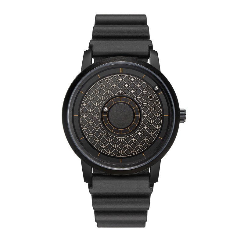 Magnetic Ball Watch — Geometric Black dial, Silicone Loop band