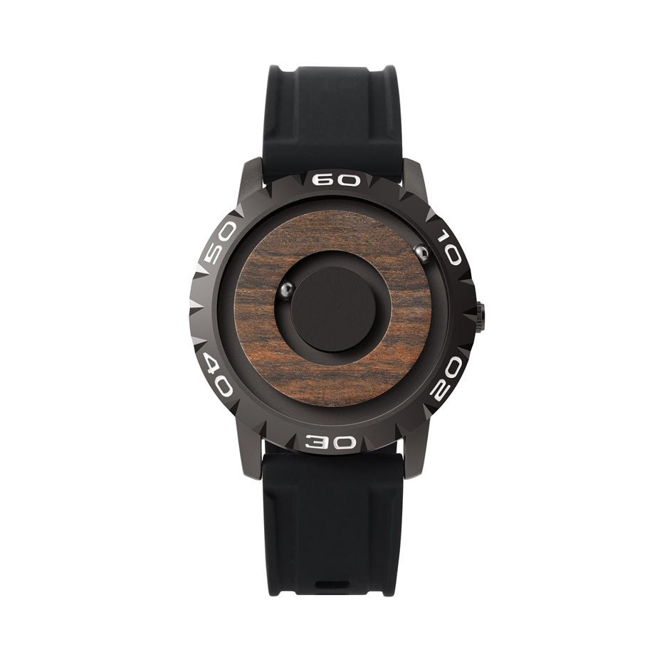 Orologio a sfera magnetico in legno da uomo-Nero