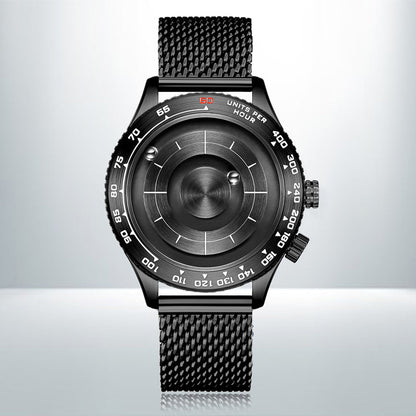 EOEO Magnetic Ball Watch – Genuine Leather – dial close-up